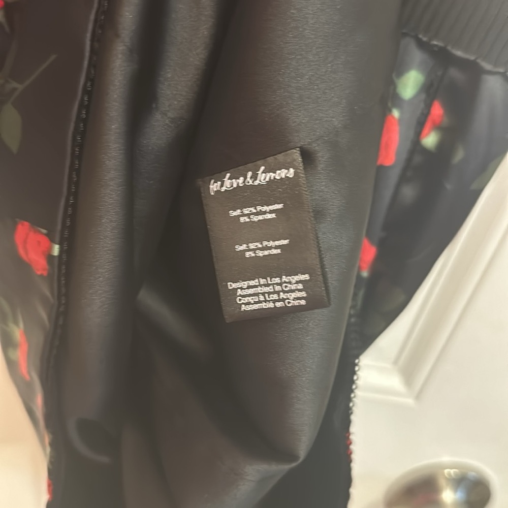 For Love and Lemons Love Song Dress Mini Dress Black Res Flowers Size XS - Picture 11 of 15